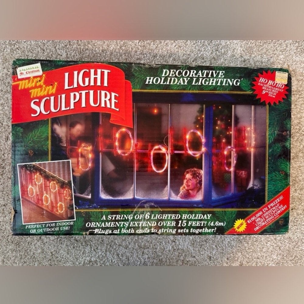 Mr. Christmas HO HO HO Light Up Holiday Lights Sculpture Vintage String of 6